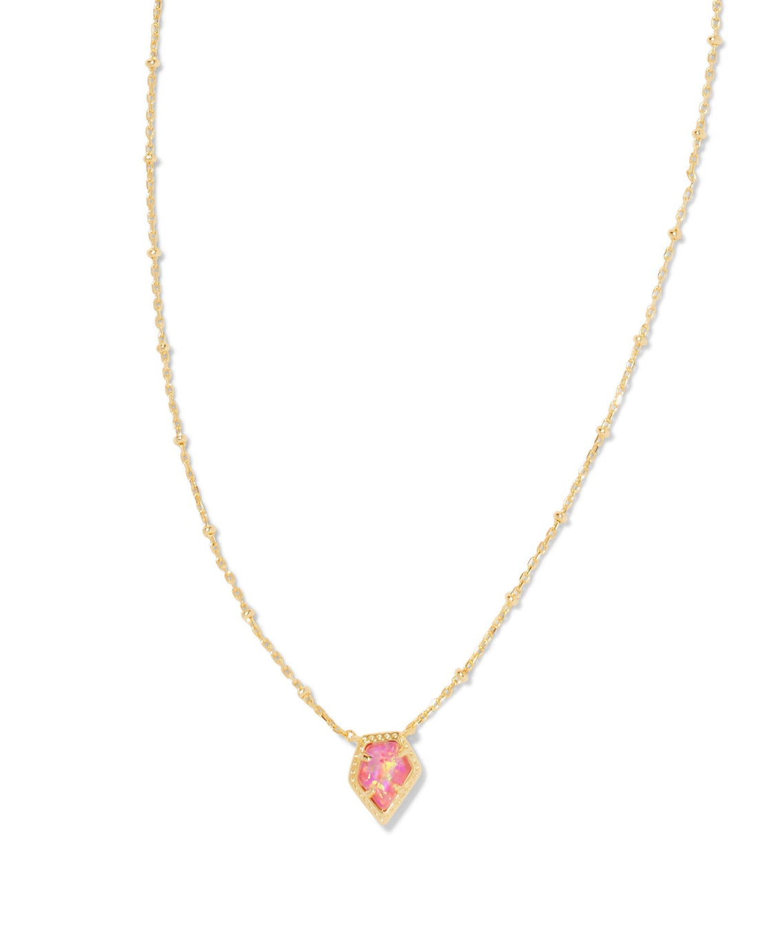 Framed Tessa Yellow Gold Plated Satellite Pendant Necklace with Luster Rose Pink Opal by Kendra Scott