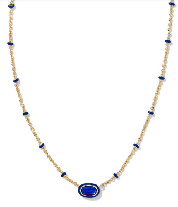 Mini Elisa Yellow Gold Plated Cobalt Illusion Enamel Frame Short Pendant Necklace by Kendra Scott