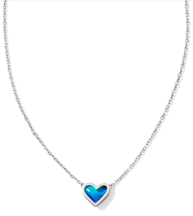 Framed Ari Silver Mood Stone Heart Short Pendant by Kendra Scott