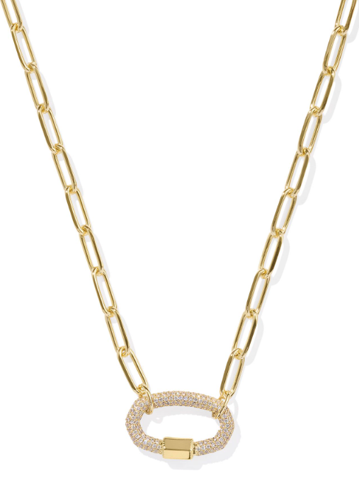 Emery Gold Plated White Crystal Link & Chain Necklace by Kendra Scott