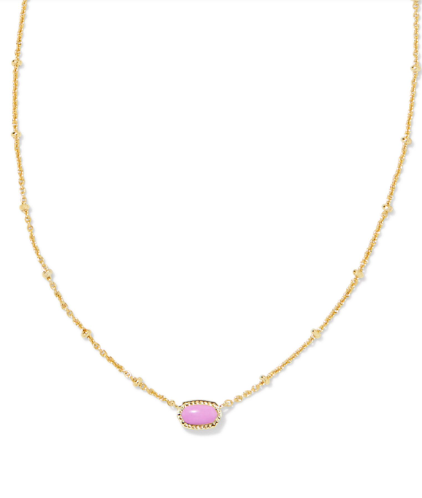 Mini Elisa Yellow Gold Plated Satellite Fuchsia Magnesite Short Pendant Necklace by Kendra Scott