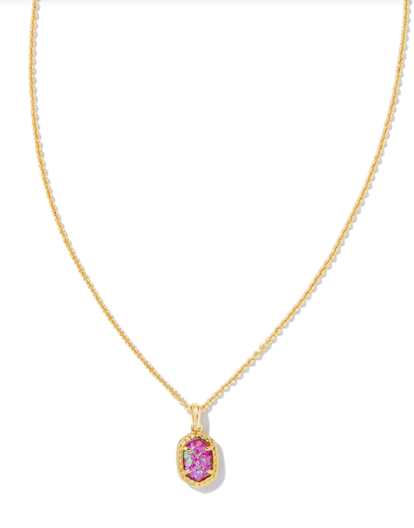 Daphne Gold Magenta Kyocera Opal Framed Short Pendant Necklace by Kendra Scott