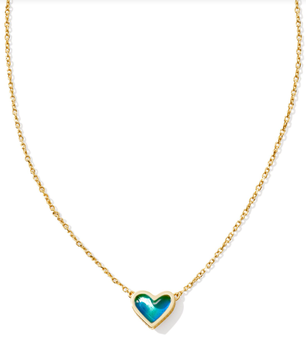 Framed Ari Yellow Gold Plated Mood Stone Heart Short Pendant Necklace by Kendra Scott