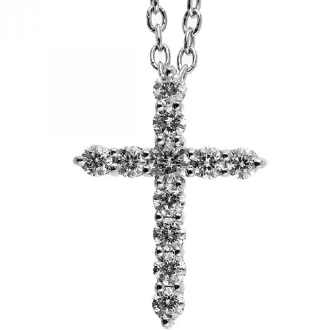 Sterling Silver 0.20cttw I1 H-I Diamond Cross Necklace