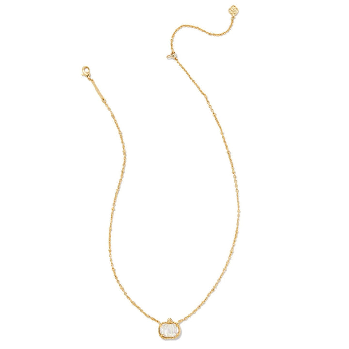 Pumpkin Yellow Gold Ivory MOP Short Pendant Necklace by Kendra Scott