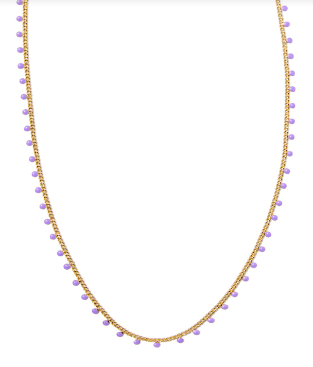 Kelsey Yellow Gold Plated Purple Enamel Strand Necklace by Kendra Scott