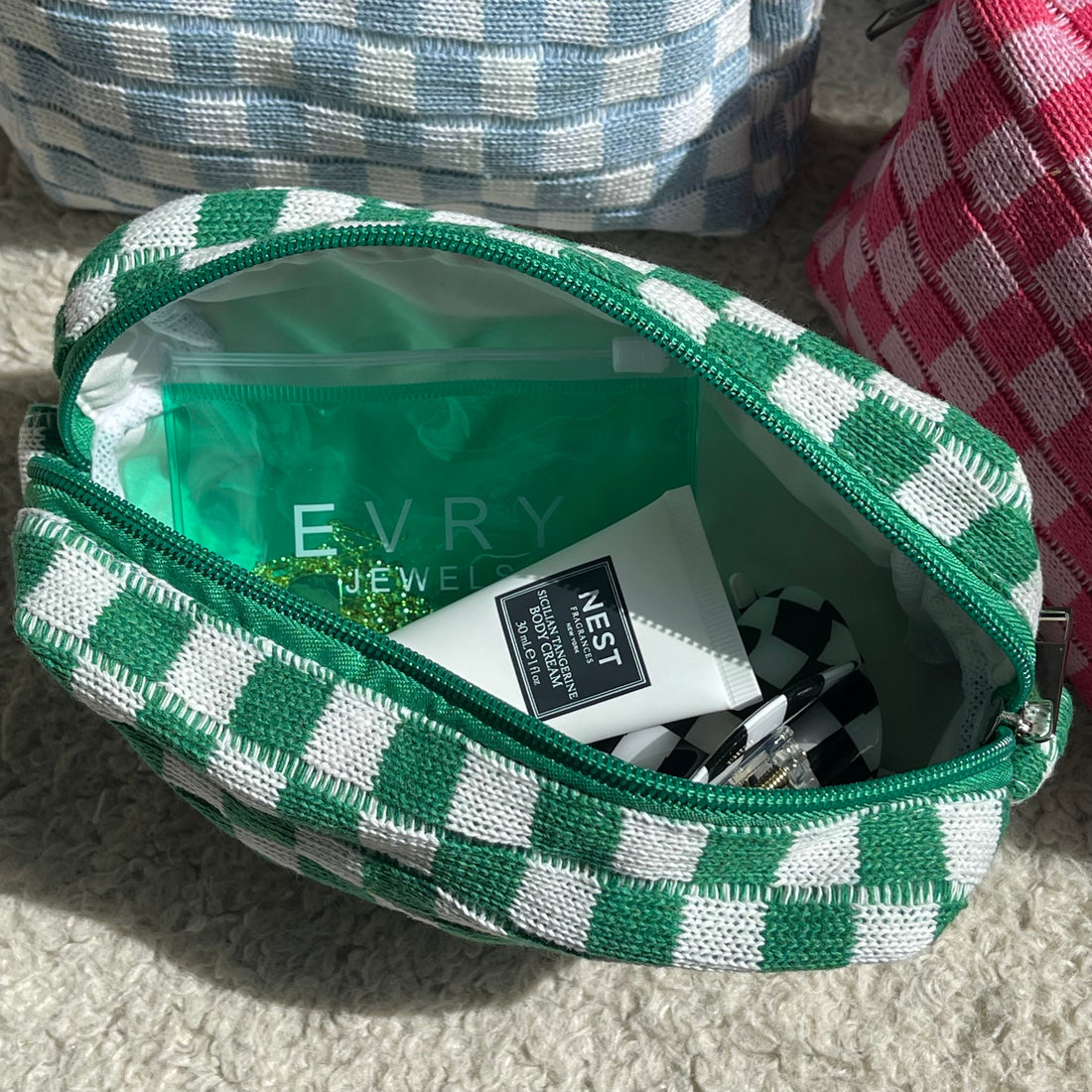 Checkered Toiletry Bag