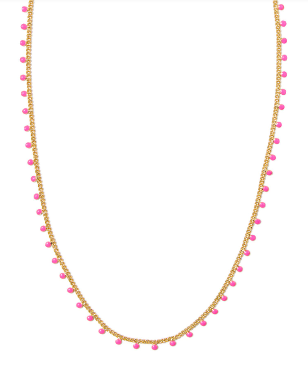 Kelsey Yellow Gold Plated Pink Enamel Strand Necklace by Kendra Scott