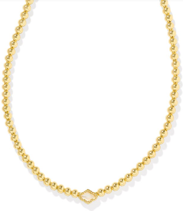 Abbie Yellow Gold Plated Natural MOP Beaded Necklace by Kendra Scott