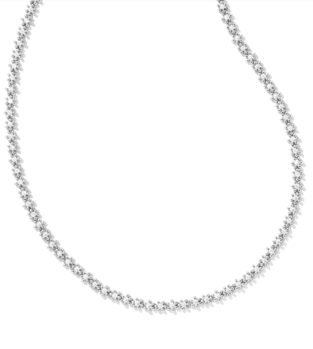 Nydia Silver White Crystal Strand Necklace by Kendra Scott