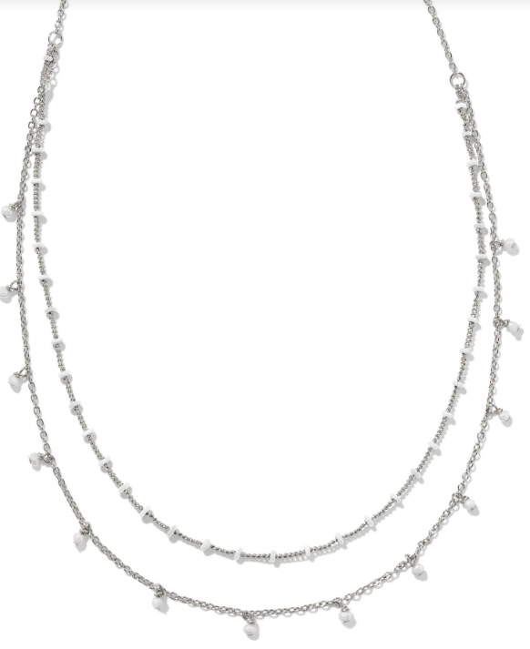 Eve Silver White Mix Multi Strand Necklace by Kendra Scott